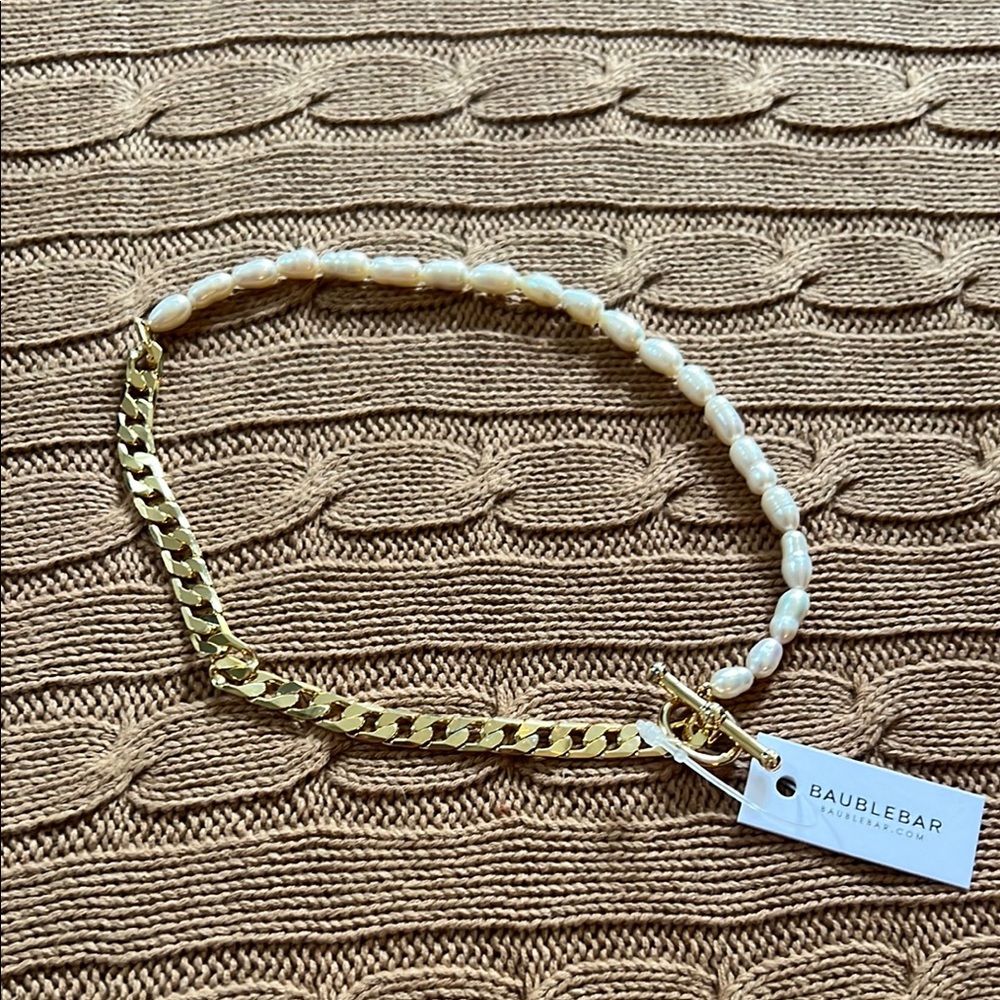BaubleBar Gold and Cream Dual-Design Necklace
